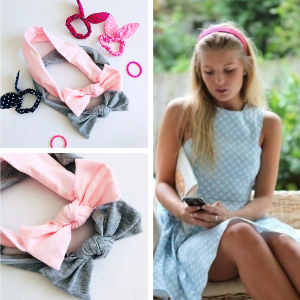 NWT! Pink and Gray Butterfly Headbands